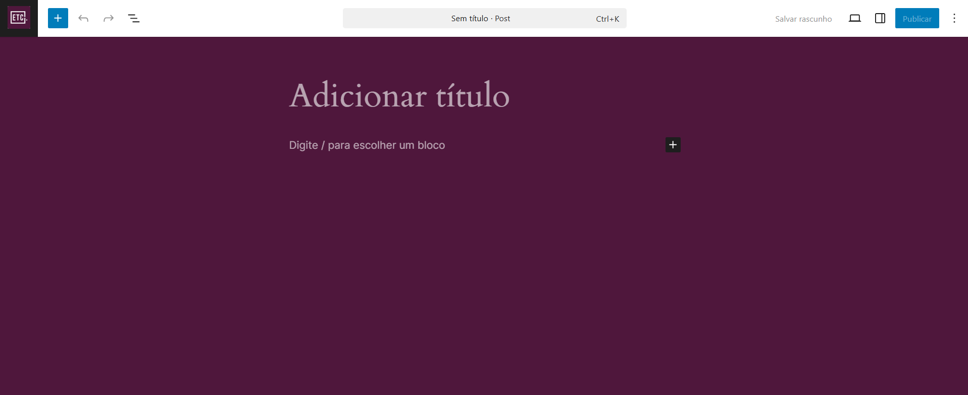 Imagem mostrando o editor de posts do WordPress com título e conteúdo.