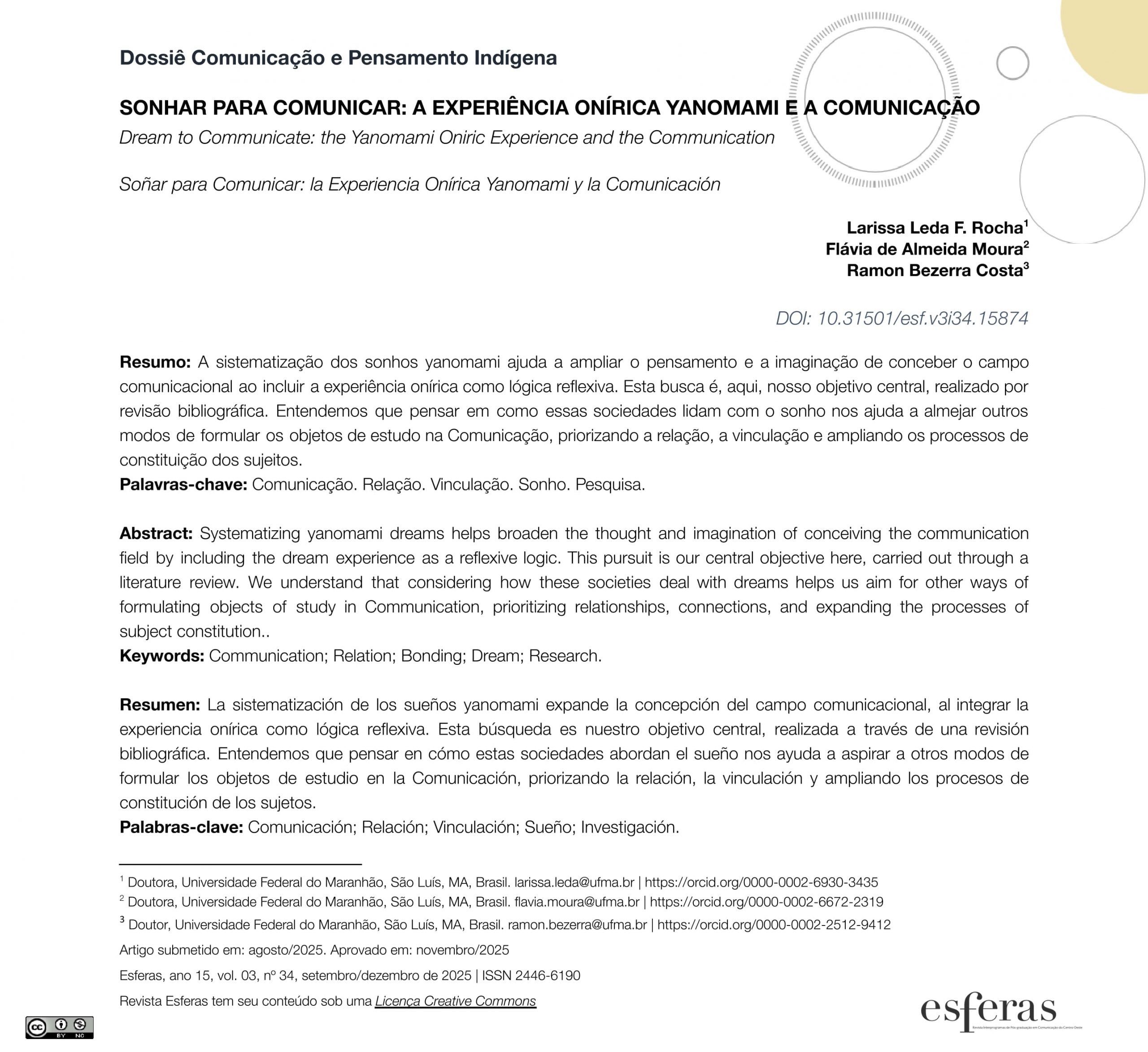 Capa do artigo: Sonhar para Comunicar