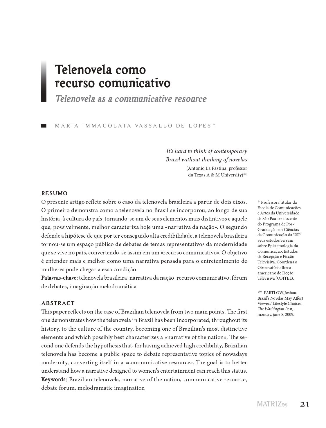 Capa do artigo